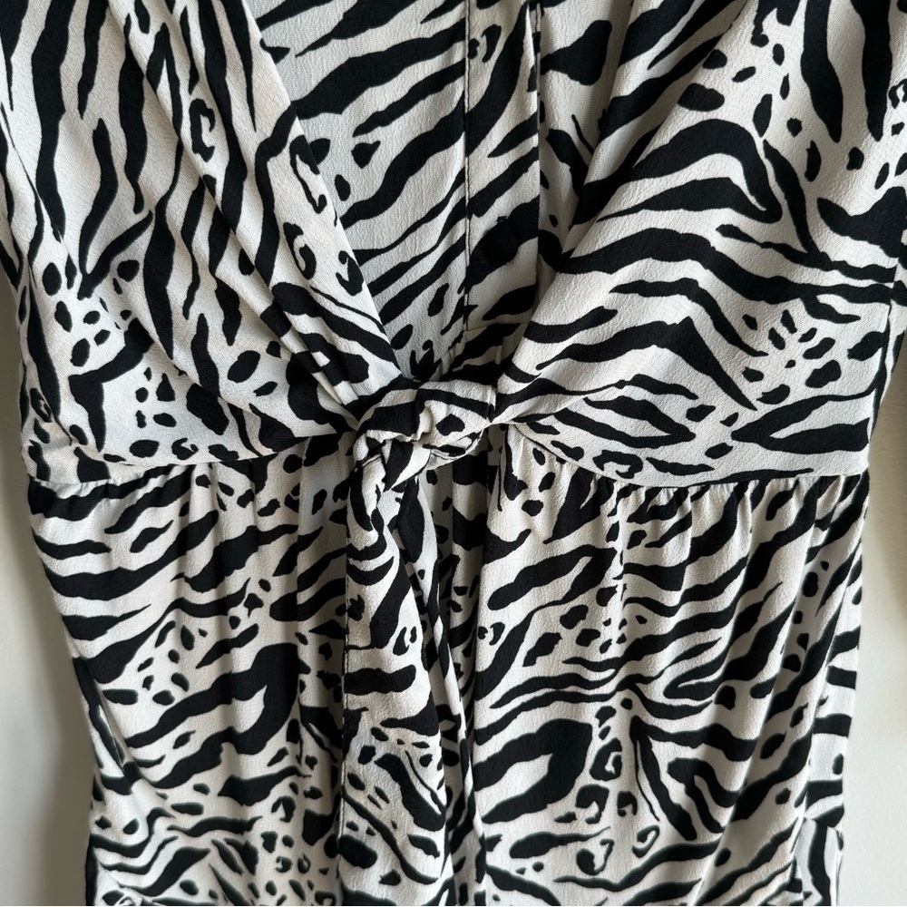 ZARA Zebra Print White Black Mini Dress Size Small - Picture 4 of 7
